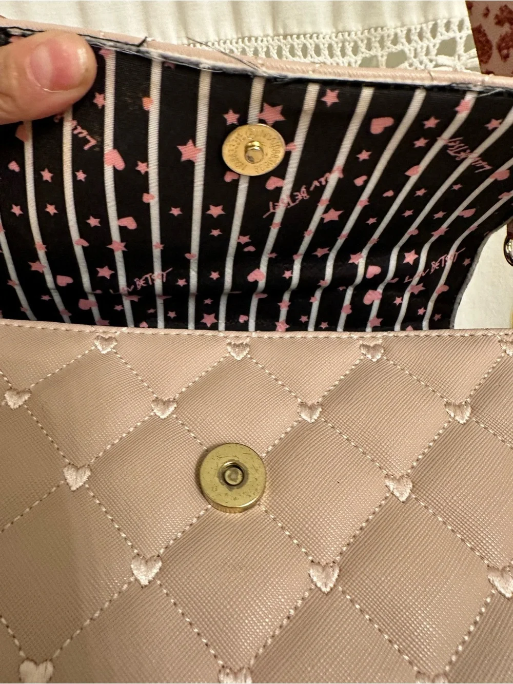 Quilted Blush Pink Crossbody Satchel with Heart Clasp
